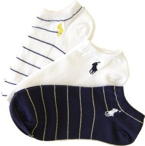 ラルフ ローレン(Ralph Lauren)のソックス(柄:ボーダー、素材:スパンデックス、色:白、レディース)【商品番号:B00F6SLH3K】